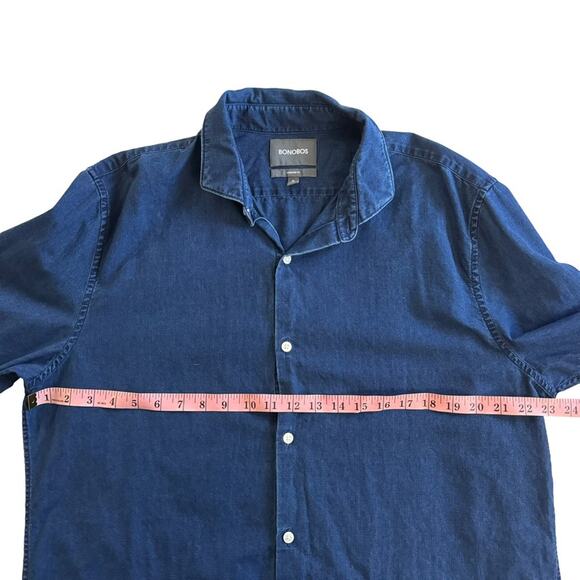 Bonobos Dark Chambray Blue Button Down Dress Shirt Standard Fit Men’s Size XL - Picture 5 of 6